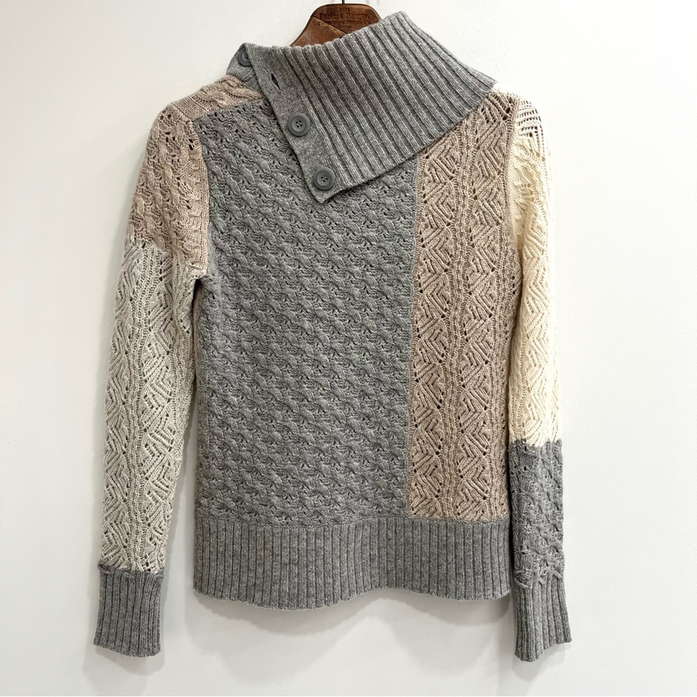 Sundance Lambswool Patchwork Saco Sweater Tan Gra… - image 2